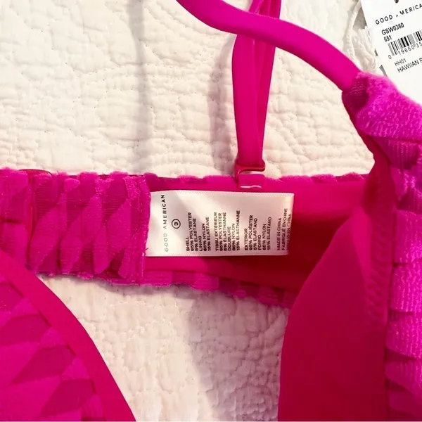 NWT Good American Pink Jacquard Bikini Top Demi Cup Size 3 Large L - Image 4