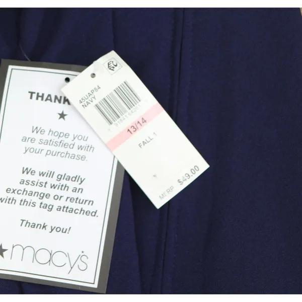 NWT B. Darlin Sleeve Mockneck Fit Flare Faux Pocket Mini Dress Navy Blue 13/14 - Image 7