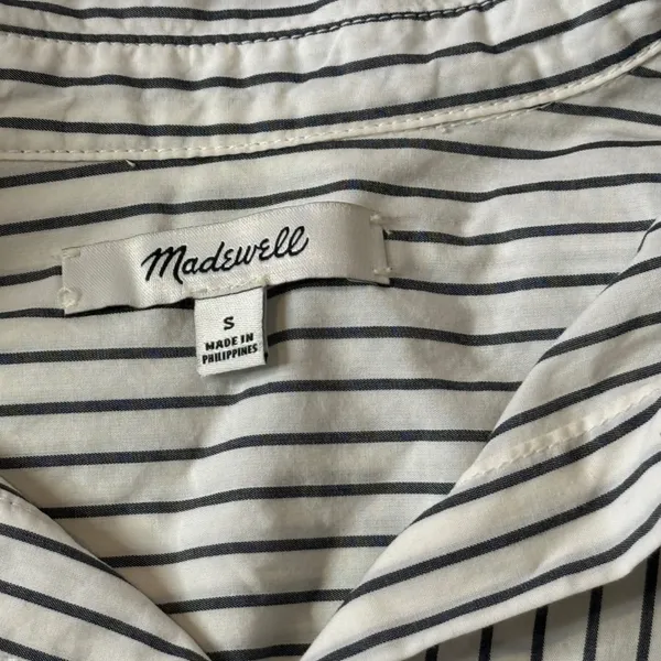 Madewell Button Down Striped Cotton Shirt Womens S Long Cuff Minimalist Capsule - Image 2
