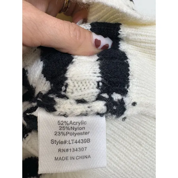 Anthropologie Line + Dot Laurel Cropped Knit Cardigan Size Small Black Striped - Image 7