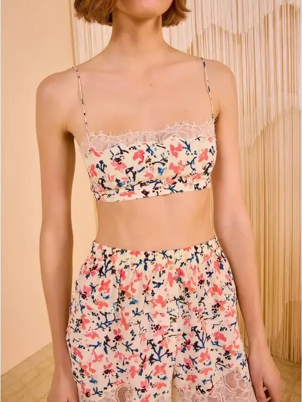 Ulla Johnson Leiko Lace Bralette Plumeria Silk Crop Top Cami Size 8 New Y2K - Image 3
