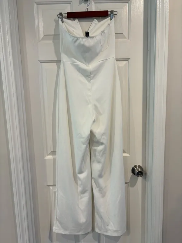 Windsor Strapless White Wide-Leg Jumpsuit - Image 2
