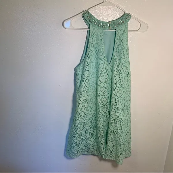 Altar'd State Women's Size Medium Alanna Pearl Sleeveless Swing Dress Mint Green - Image 10