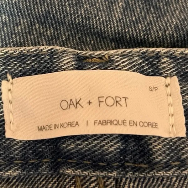 Oak + Fort Blue 100% Cotton High Rise Light Wash Cropped Wide Leg Jeans Size S - Image 4
