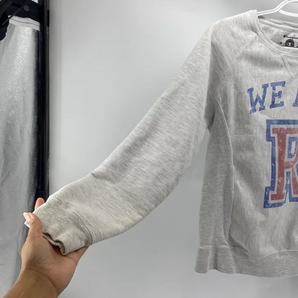 Champion reverse weave grey ”We Are R” sweatshirt retro casual size S - Image 4