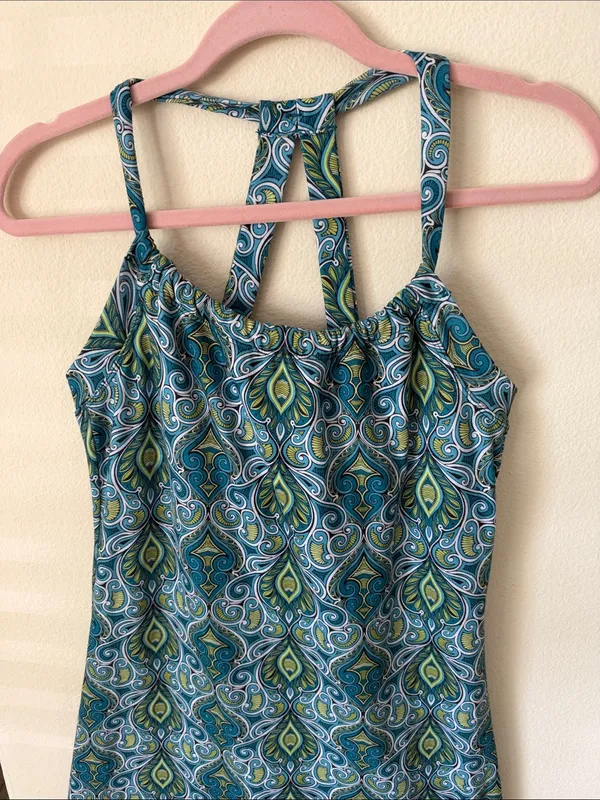 Prana blue green boho Quinn athletic built in bra mini outdoor dress S - Image 3