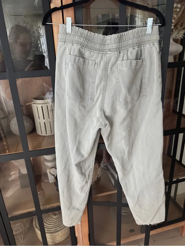 Zara denim joggers pants drawstring high waisted drawstring raw hem adjustable - Image 3