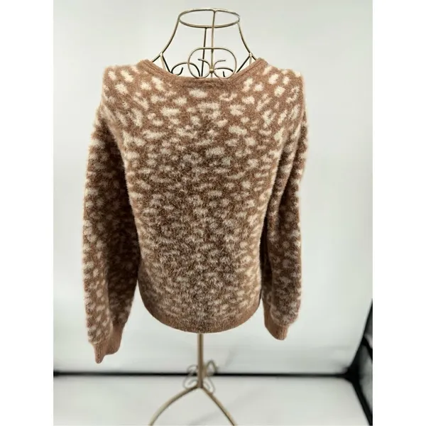 Abercrombie & Fitch Leopard Print Sweater Women Medium Soft A&F V Neck - Image 13