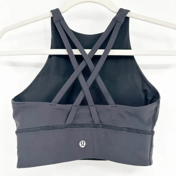 Lululemon Womens High Neck Long Line Strappy Back‎ Workout Energy Bra Size 4 - Image 7