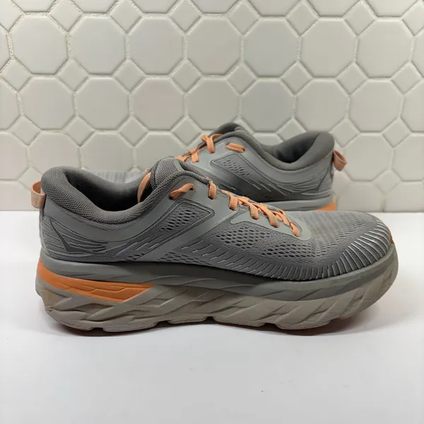 Hoka One One Bondi 7 Running Shoes Women 9 Grey Orange Cushioned 1110519 HMSH - Image 7