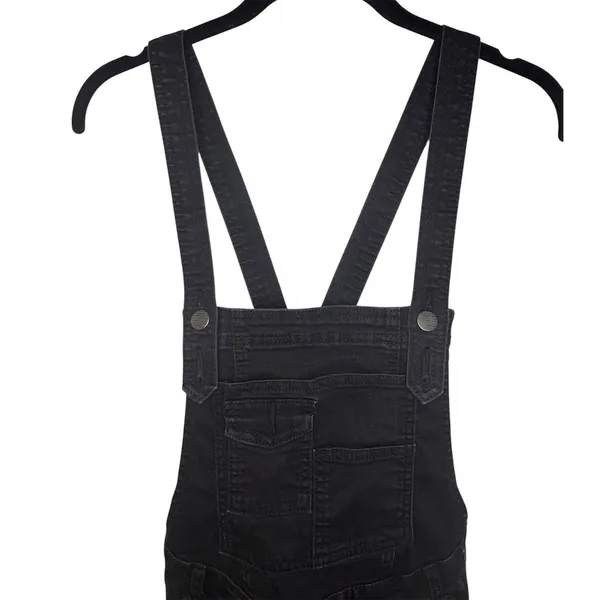 Free People Overalls Womens Size 24 Washed Black Denim Skinny Leg Bib - Image 5