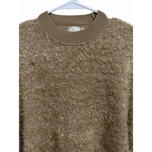 Anthropologie Maeve Violetta SS Tinsel‎ Sweater Honey Women's Size Medium - Image 3