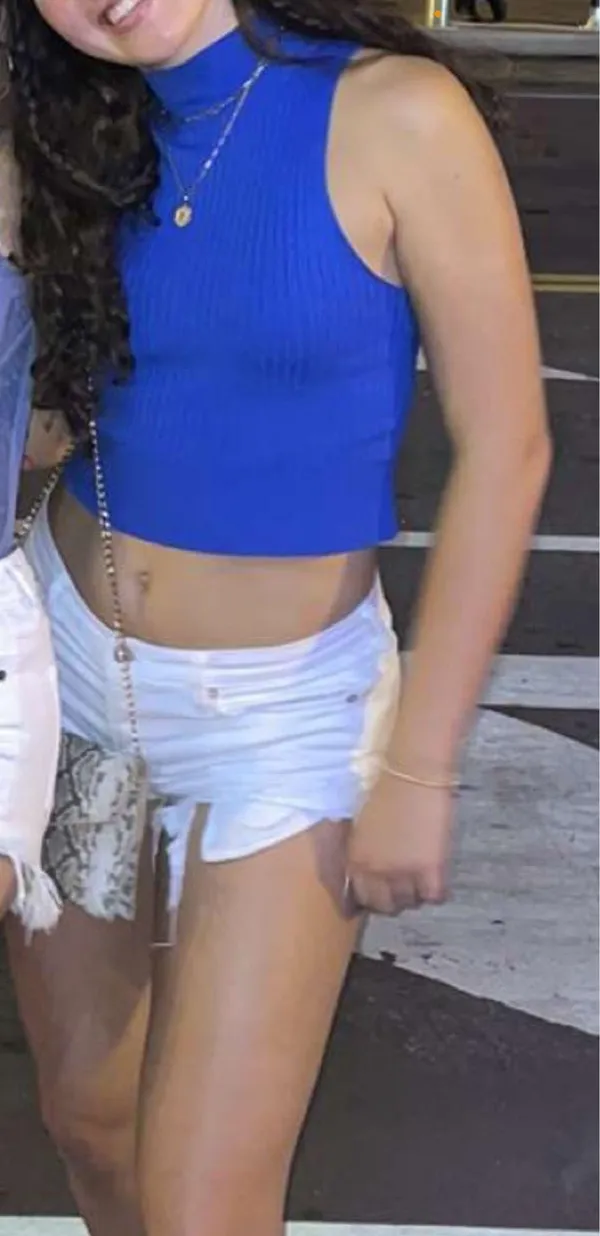 Blue Ribbed Mock Neck Tank Top - Image 3