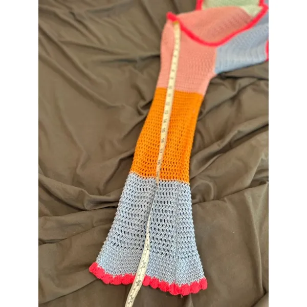 NWOT Bright colorful Y2K Boho Crochet Knit Mini Dress SzM Multi Striped Festival - Image 6