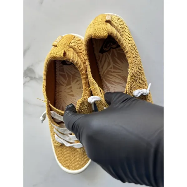 Roxy Bayshore Knit Slip On Sneakers Mustard Yellow Boho Beachy Size 6M - Image 8