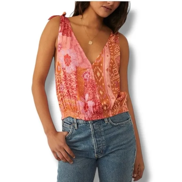 Free People Tied To You Tank Top in Lemonade color combo NEW size medium - Image 6