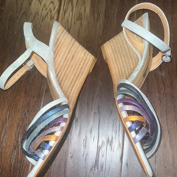 Free People Golden Hour Silver Wedge Sandals 36 / 6 - Image 3