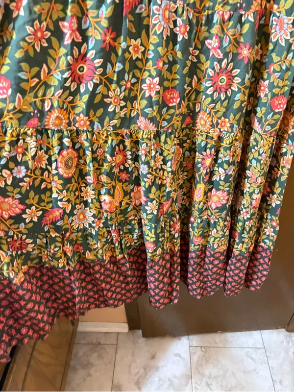 Natural Life green & red floral bird print maxi dress - Image 4