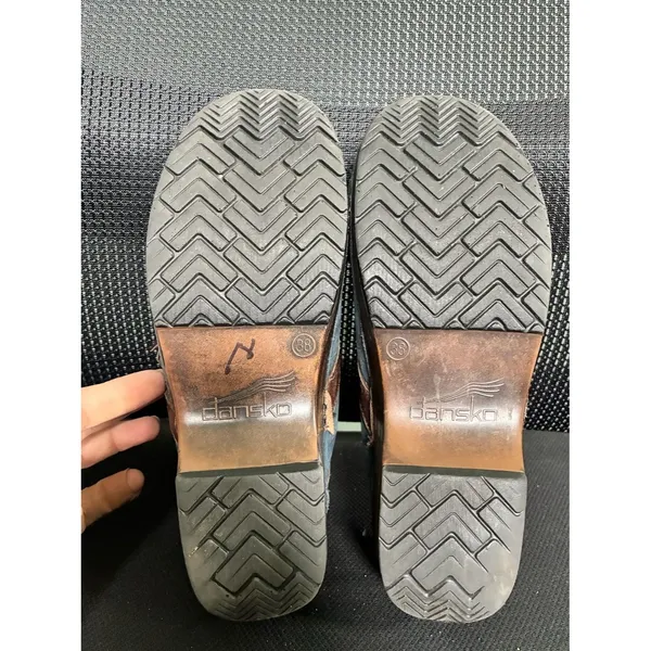 Women's Dansko Shandi Blue Suede Platform Clogs Tassel 38 US 7.5 - Image 9