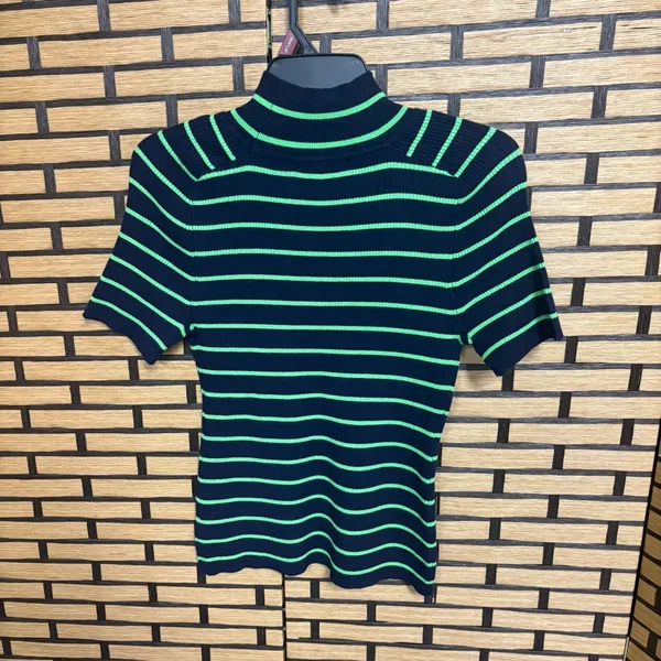 Free Assembly Green And Navy Stripe Turtle Neck‎ Top Size Small - Image 2