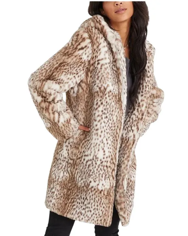 Bella Dahl Faux Fur Jacket - Snow Leopard Size Small - Image 5