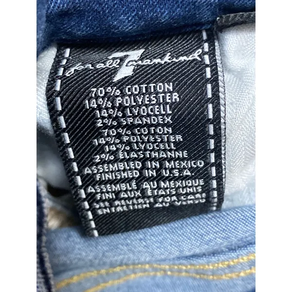 7 for All Mankind Blair Women's Blue Frayed Mid Rise Skinny Denim Jeans Pants S - Image 4