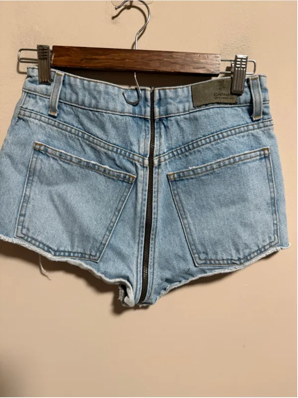Carmar Helen Exposed Full Front Zipper Denim Distressed Mini Short- Size 26 - Image 3