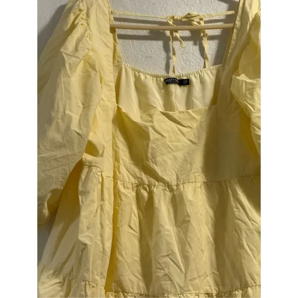 Nasty Gal yellow fit flare baby doll fairycore cottagecore whimsy dress 16 - Image 2