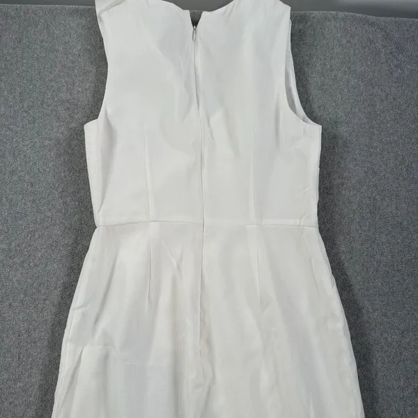 Keepsake the Label Ruffle Neck Midi Dress Women's Large White Crepe Slit Bride - Image 11