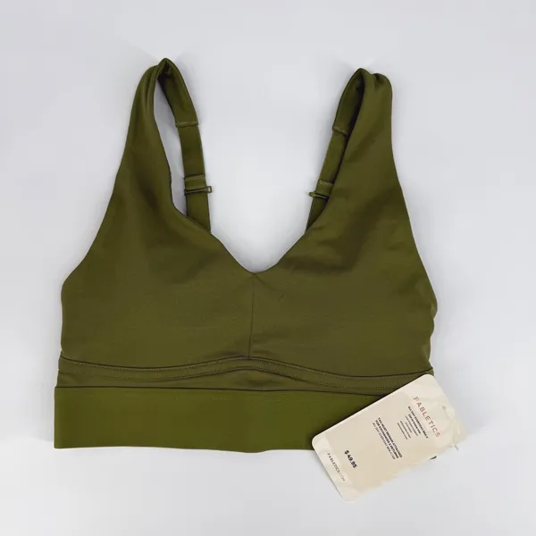 Fabletics All Day Everyday Bra II Womens S Olive Green Low Impact Strappy‎ Bra - Image 3