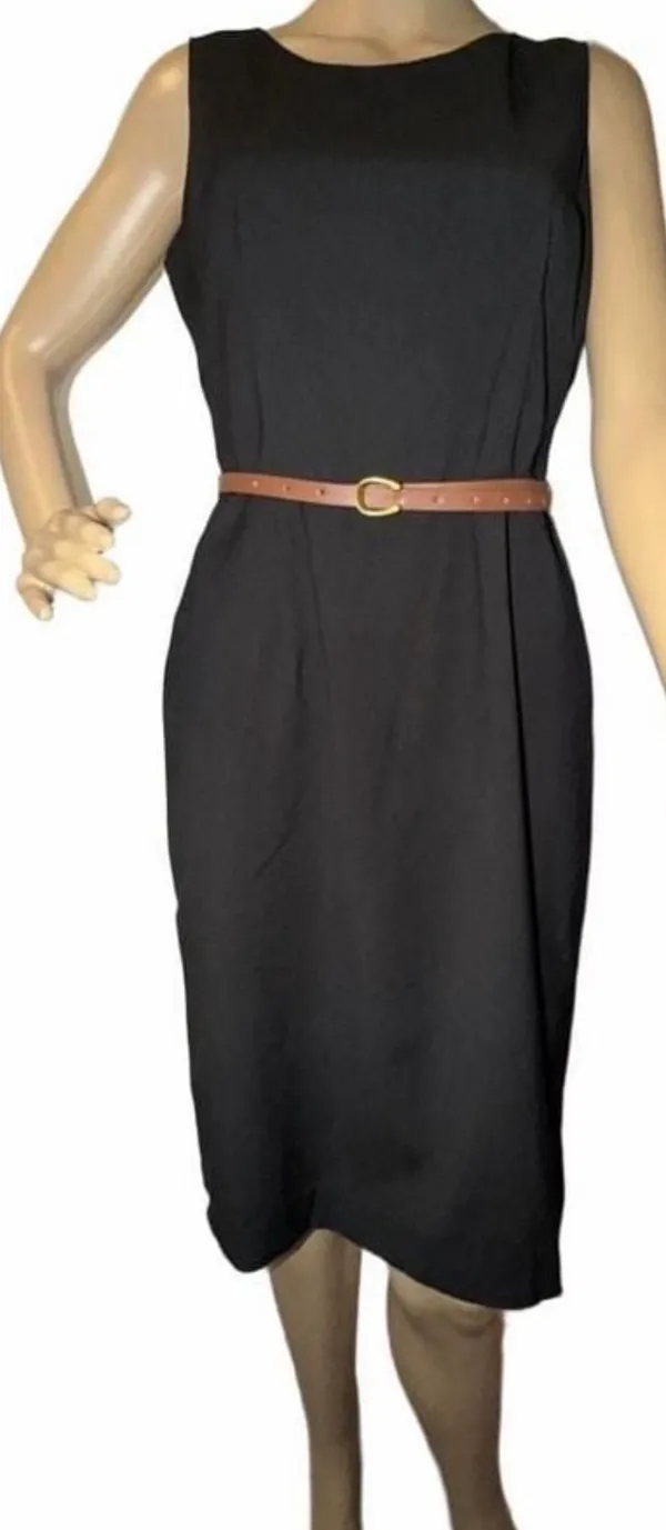 Kasper 2-Piece Pinstripe Dress & Ruffle Jacket Suit Set - Black / Grey, Size 6 - Image 8