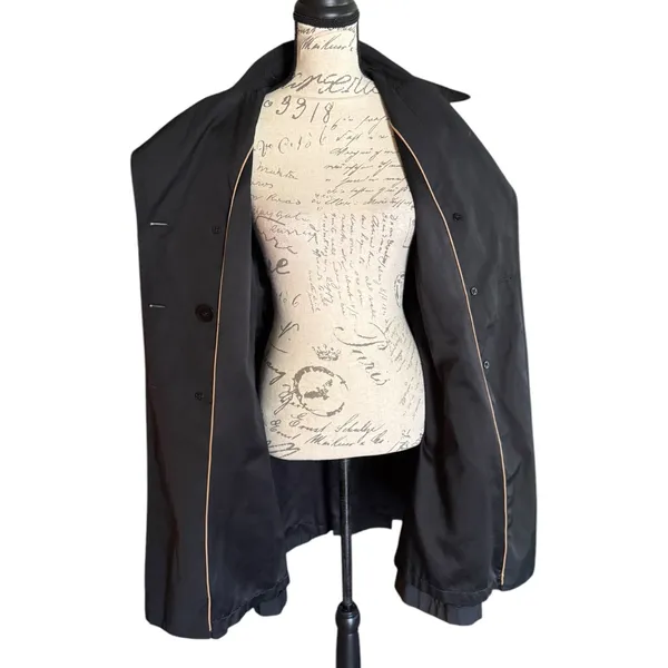 DKNY Women's Black Button Front Trench Coat Size Medium - Image 3