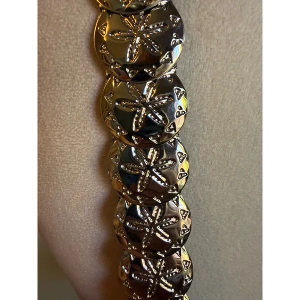 Vintage Silver Sand Dollar Stretch Belt Coastal Nautical Deadstock NWT boho Y2K‎ - Image 9