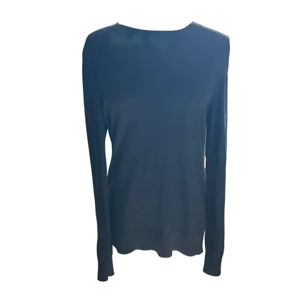 Katherine Barclay long sleeve black merino wool sweater Preppy Medium - Image 2