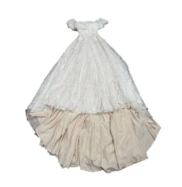 Theia Imelda off-the-shoulder embellished Chantilly Ivory lace bridal gown sz O - Image 15