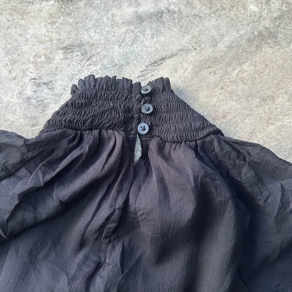 Joie black black ruffle turtle‎ neck with sheer sleeves size s - Image 2