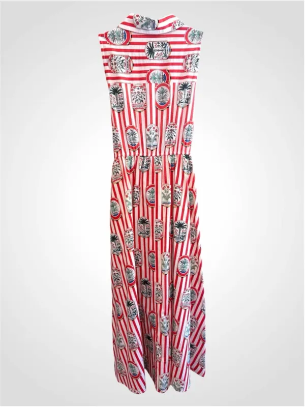Entro Willow Wild Flower Sleeveless Midi Dress in Red Size S - Image 2