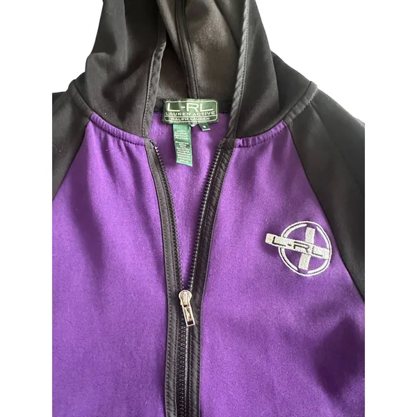 RALPH LAUREN Active LRL Purple Black Hoodie Sweatshirt Size M - Image 4