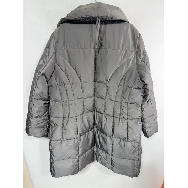 Calvin Klein Puffer Coat Quilted Down Fill Women's XL Gray Cozy Winter Read - Image 6