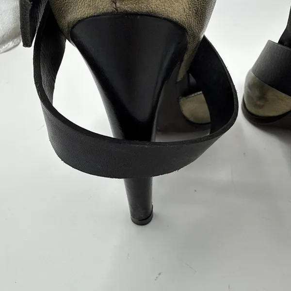 Vera Wang Lavender Metallic & Black Leather Strappy Heel Sandals Size 8.5 - Image 9