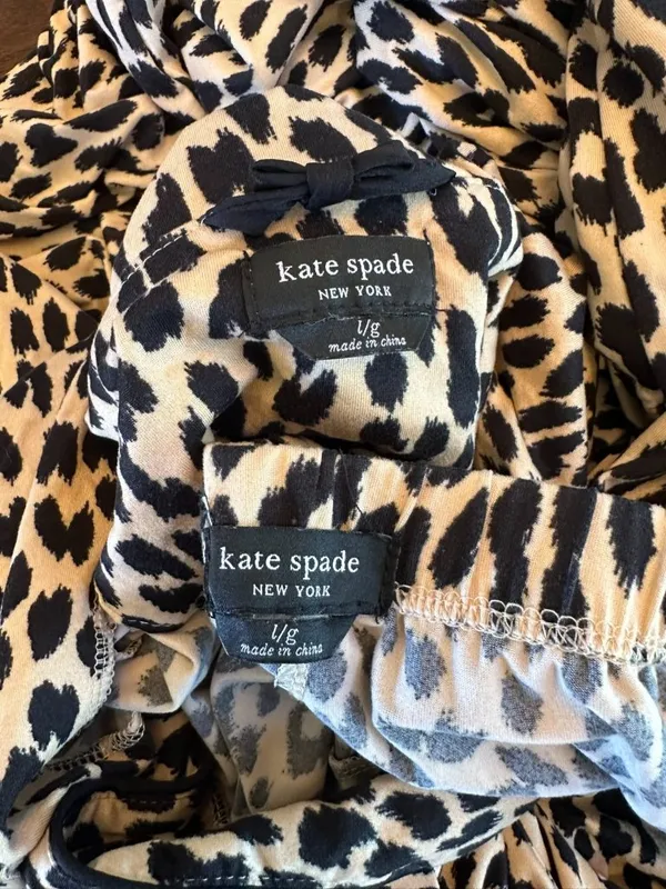Kate Spade New York Leopard Print Pajama Set Women's Large Lounge Sleepwear - Image 7