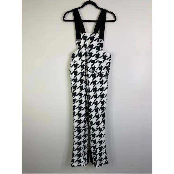 NEW GSOU Snow Women's Houndstooth Slim-Fit Stretch Fleece-Lined Ski Bibs Small - Image 7