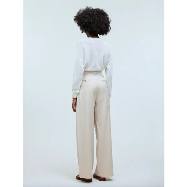 Madewell The Harlow Wide Leg Pant Linen Twill Harvest Moon Beige US 12 NWT - Image 4