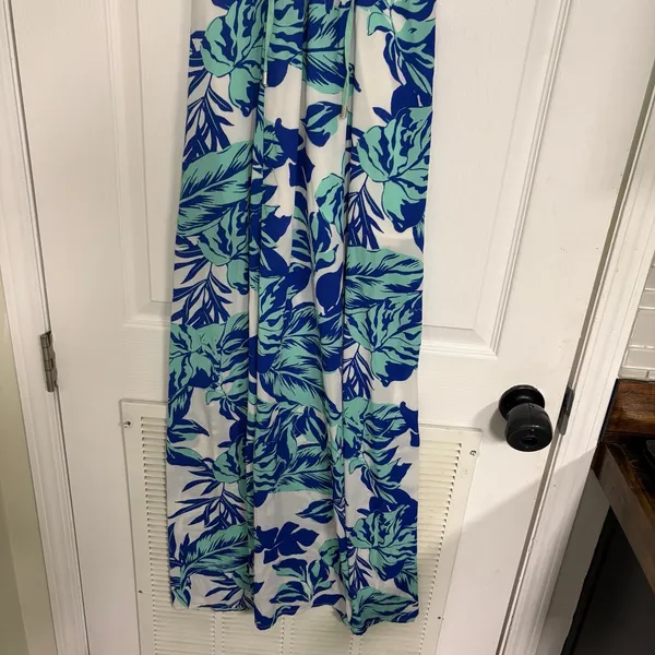 Jealous Tomato Blue And White Lace‎ Up Maxi Dress Size Small - Image 5