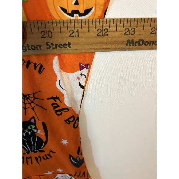 Scrubstar Womens L Halloween Print V-Neck Short Sleeve Scrub Top Cotton Orange - Image 5