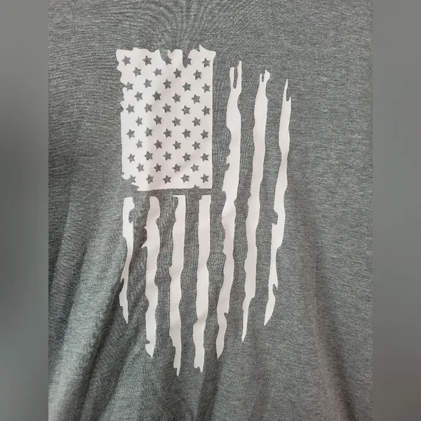 American Flag T-Shirt Gray Americana Grunge USA Patriot Casual Country Medium - Image 3