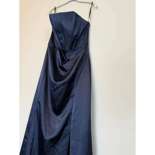 After Six 6888 Strapless Corset Satin Gown Midnight Navy Blue 4 - Image 13