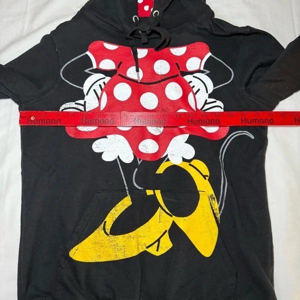 Disney Parks Minnie Mouse Hoodie Sweatshirt Ears Bow Women's Size Medium Graphic - Image 3