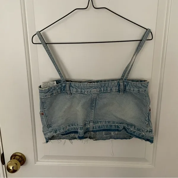 Zara Trf Denim Skirt Effect Crop Top - Image 5