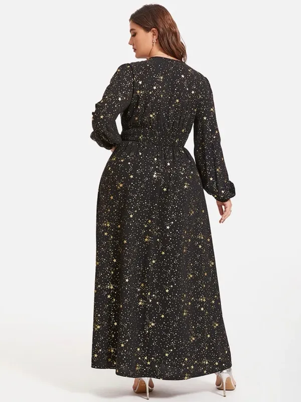 By The River NWOT Black & Gold Star Print Maxi Dress - Image 2